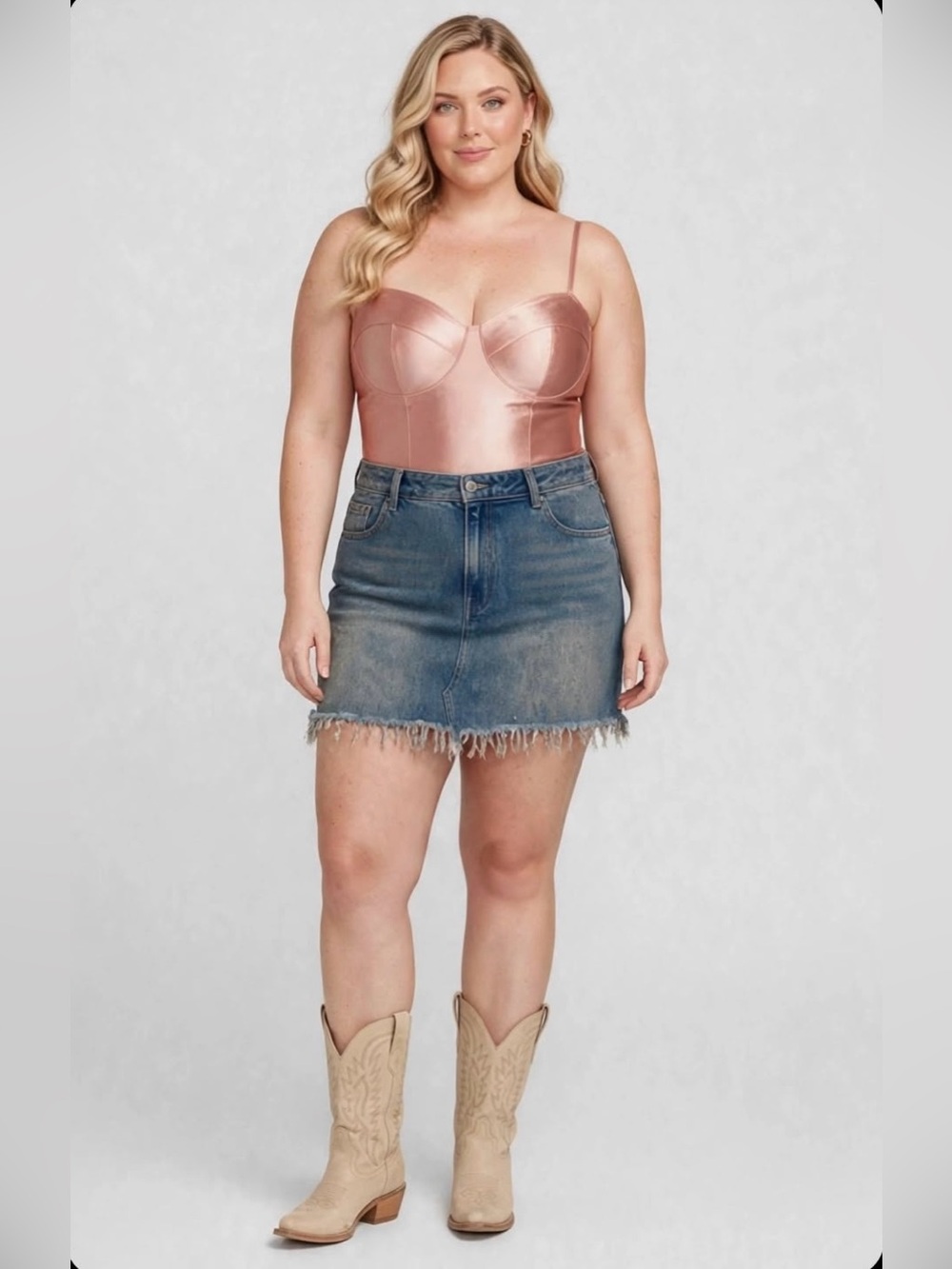H&M Rose Gold Satin Bustier Bodysuit XL NWOT